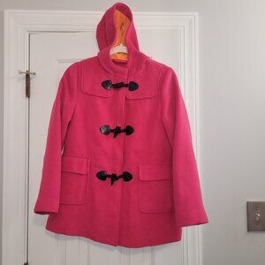 Lands End Girls Hot pink duffle coat lined in orange size large